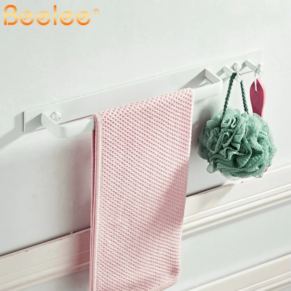 Beelee Self Adhesive Hand Towel Holder Hanger Rail with Hook Organizer Rack Bar Bathroom