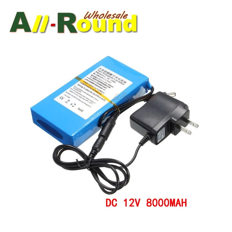 

Wholesale 2017 New Arrival 1pcs Super Rechargeable Protable Lithium-ion Battery EU Plug DC 12V 8000mAh Mobile Power