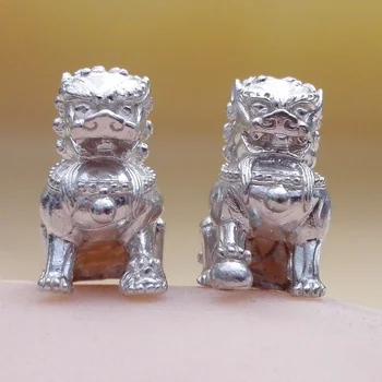 

1piece 19.5g Hand casting pure 999 Silver Lion Decoration Lions evil Silver Lion with box