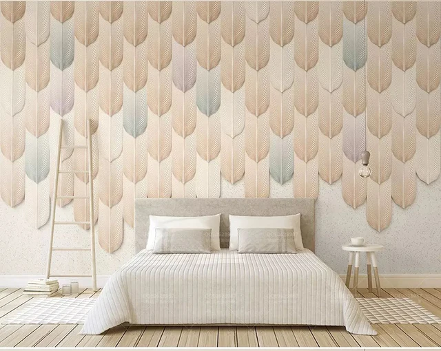 8d creative color relief feather wall paper mural 3d stereoscopic