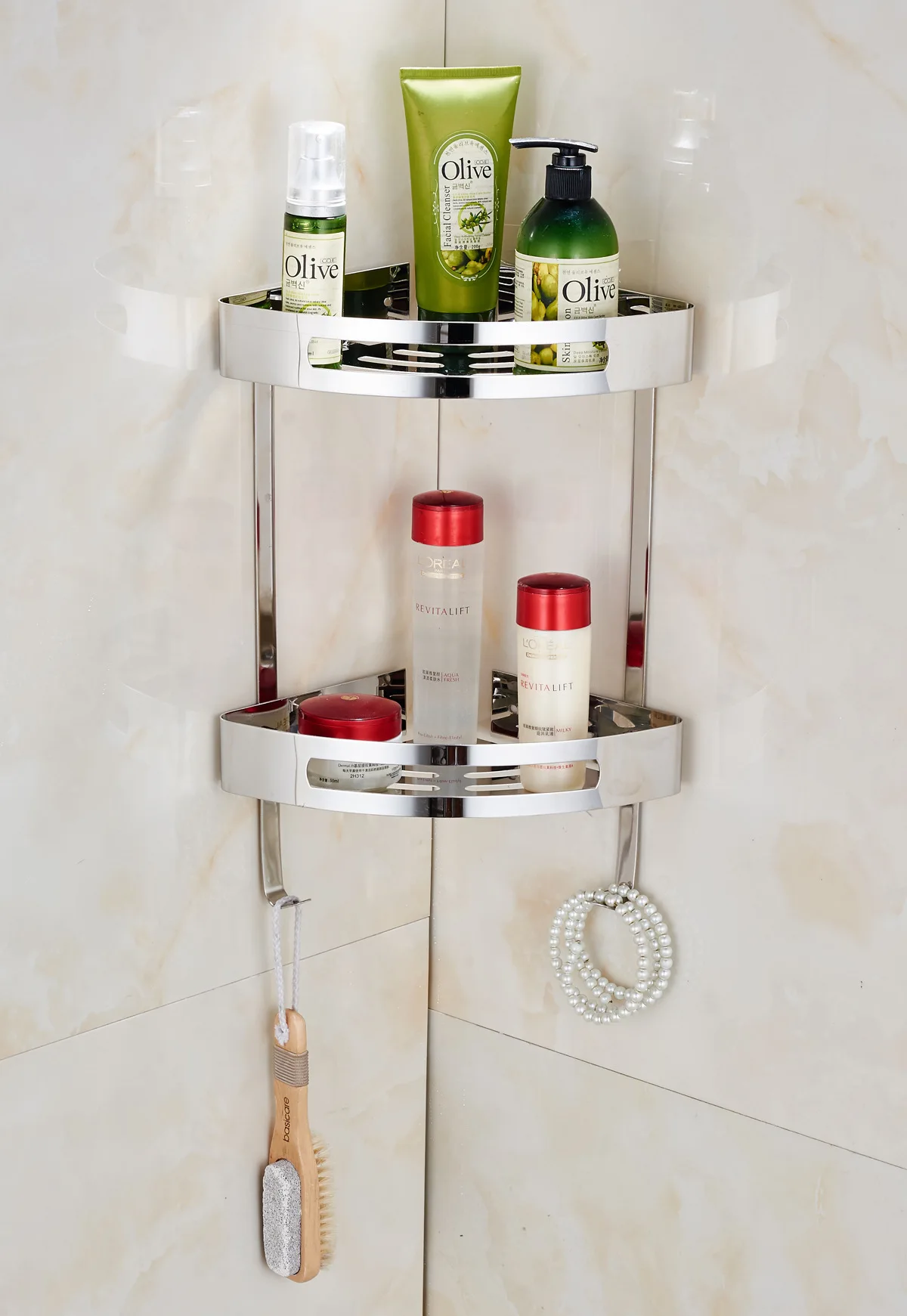 304 Stainless Steel Bathroom Pendant Tripod Frame Rack Square Angle