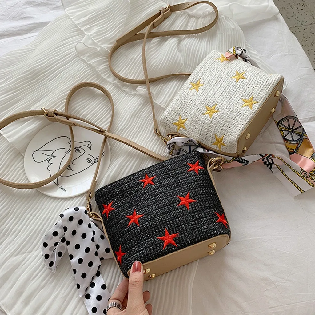 Сумки через плечо для женщин девочек модные Bolsa женские сумки звезда соломенная сумка через плечо bolso mujer Tote кошелек сумки через плечо