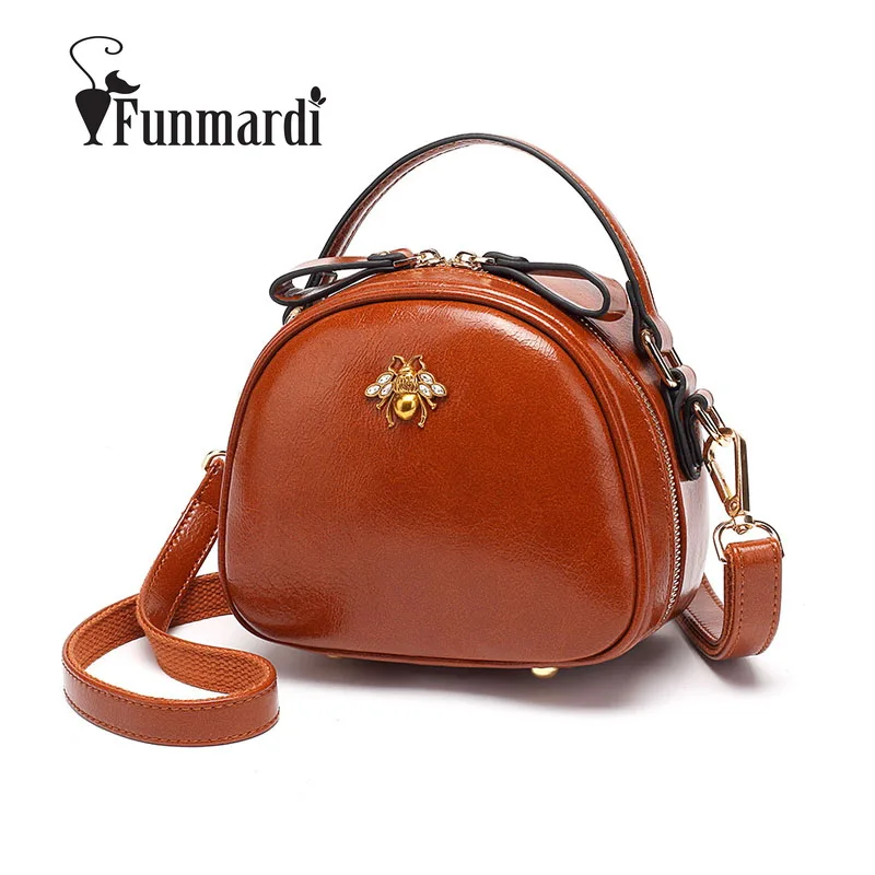 FUNMARDI Bee Design Small Hand Bags For Women Crossbody Bags 2019 Fashion Oil Wax Leather ...