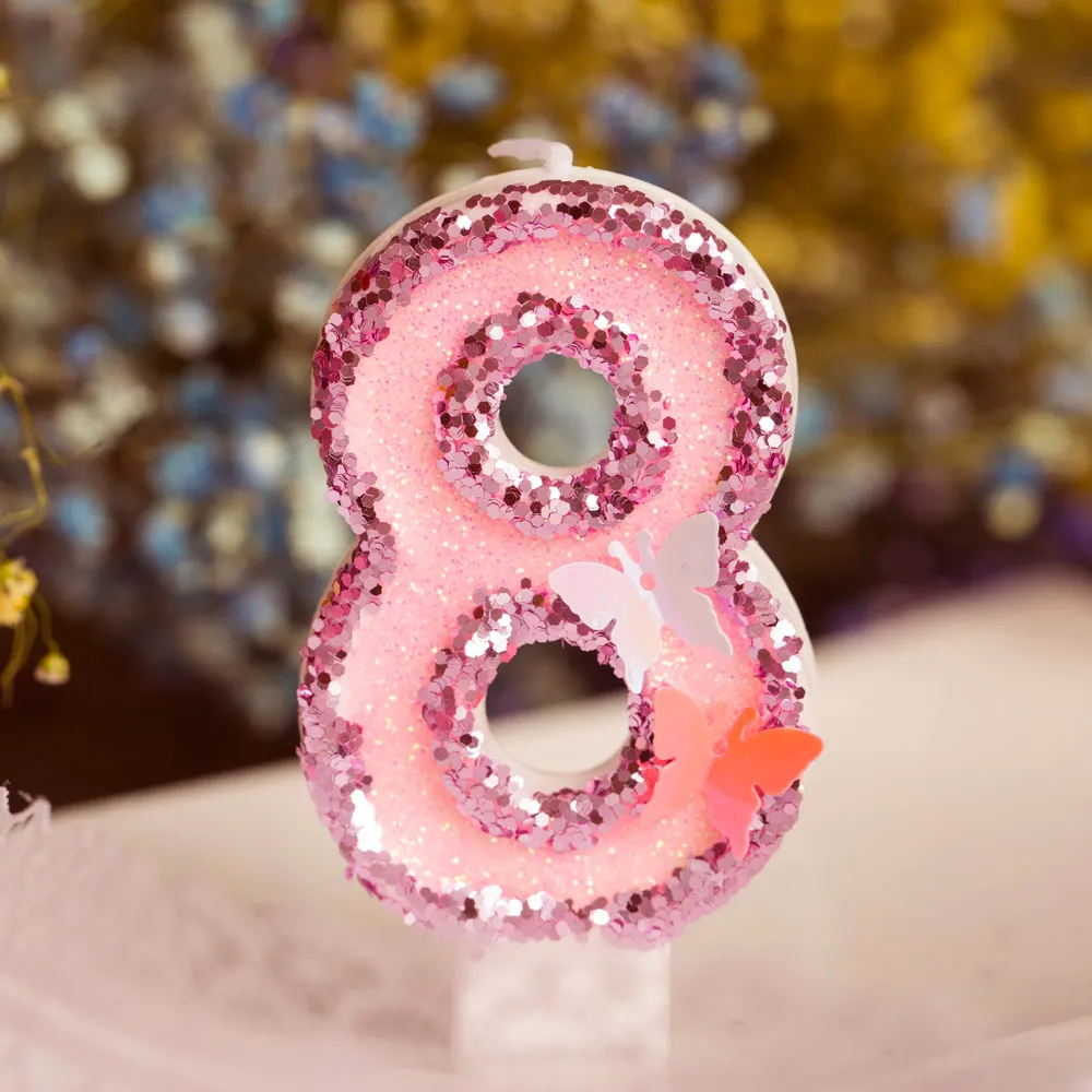Безопасность Anniversaire Babyshower 1-й День рождения номер свеча для торта День рождения ребенка подарок торт День рождения украшения - Цвет: Butterfly 8