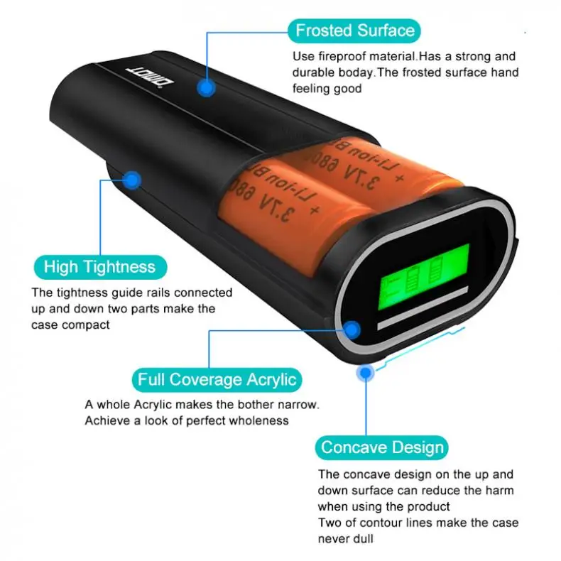 USB литий-ионный аккумулятор зарядное устройство Портативный lcd смарт DIY Мобильный Внешний аккумулятор чехол с поддержкой 26650 аккумуляторов и двух выходов для смартфонов