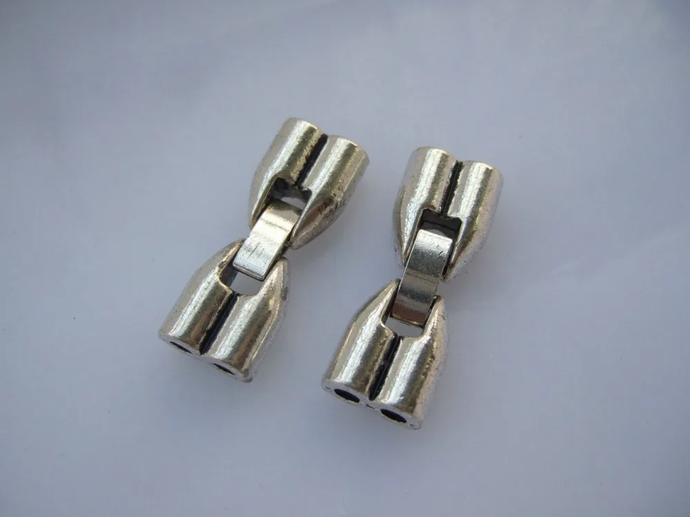 10 комплектов антикварный серебряный браслет защелкивающиеся застежки двойное