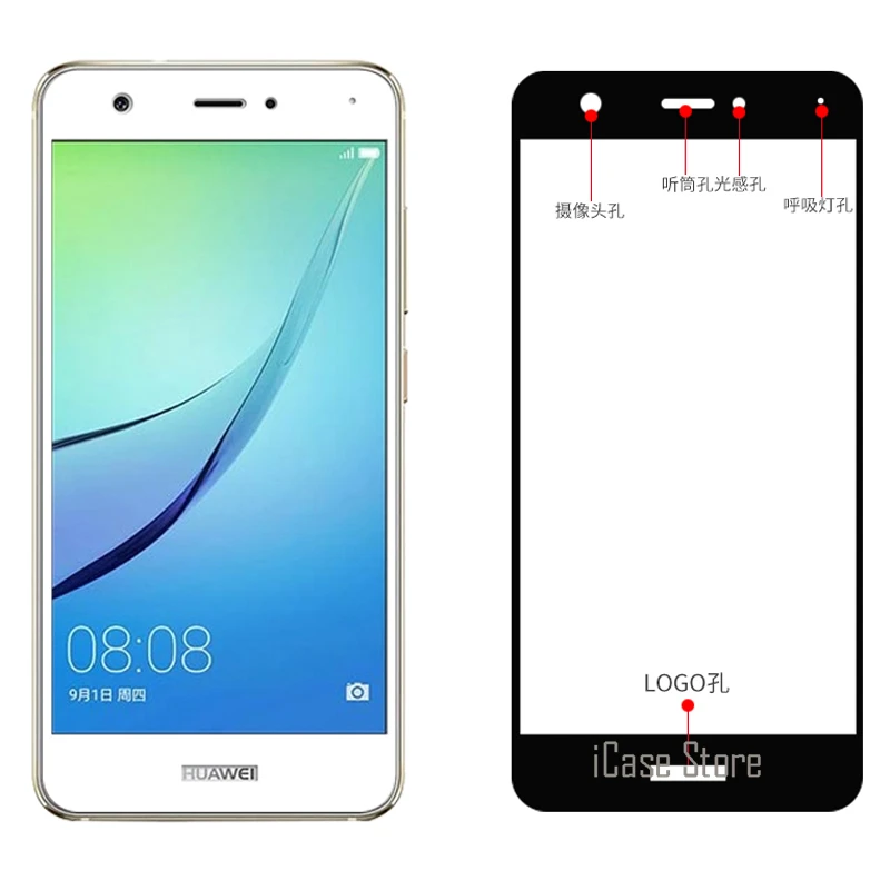 Цвет полное покрытие закаленное Стекло для Huawei P8 Lite 2017 P9 P10 Plus Nova 2 6A 9 Экран