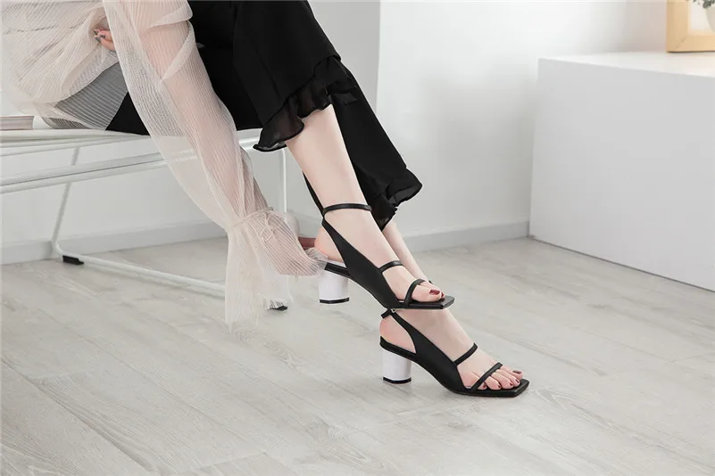 FEDONAS/Новые пикантные сандалии для женщин; повседневные туфли-лодочки из натуральной кожи; модные босоножки с ремешком на щиколотке и пряжкой; элегантная женская обувь на круглом каблуке