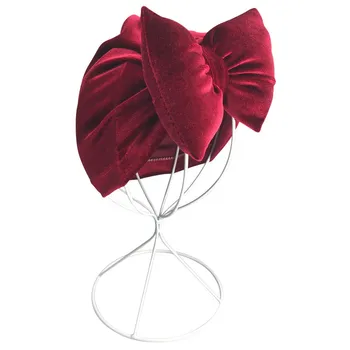 

Baby Girls India Hat Children Turban Bowknot Beanies Autumn Infant Toddler Bohemian Velvet Hat Children Warm Caps D1019