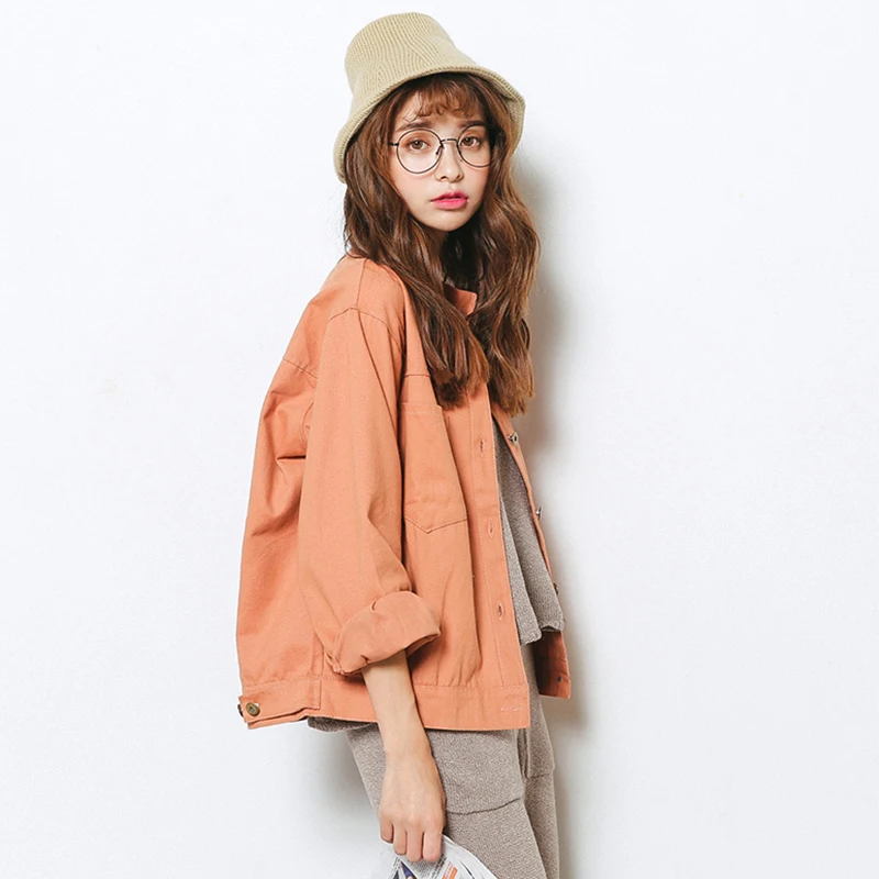 Jacket female 2019 autumn new temperament fashion solid color wild long-sleeved jacket loose short jacket elegant casual women's