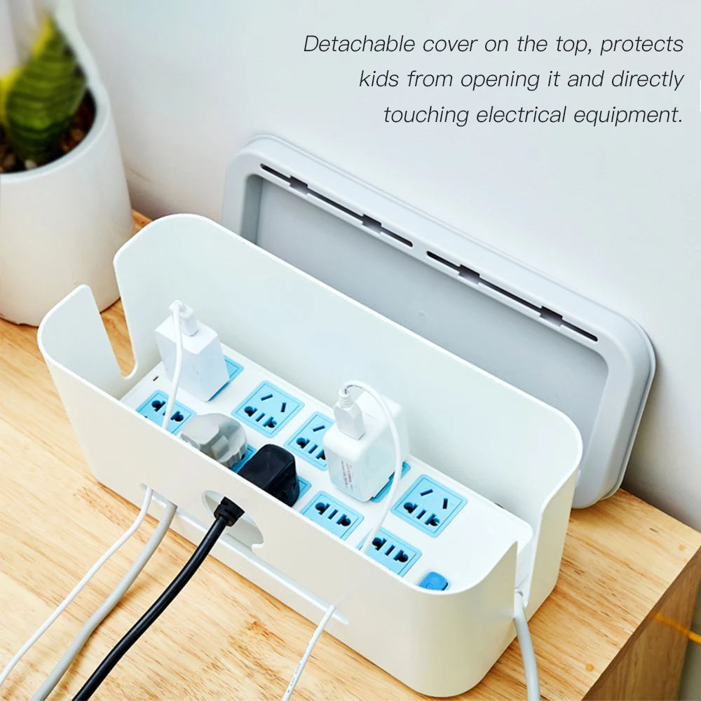

Home Office Charging Cable Storage Box Management Box Case Power Cord Cover Organizer with Phone Stand Data Cable Wires Hider