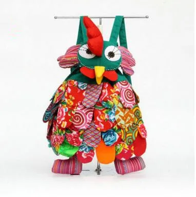 

Hot Colorful Animal Appliques Children Backpacks!Fashion chicken Appliques Girl&Boy's Cute backruck Vintage Patchwork Backracks