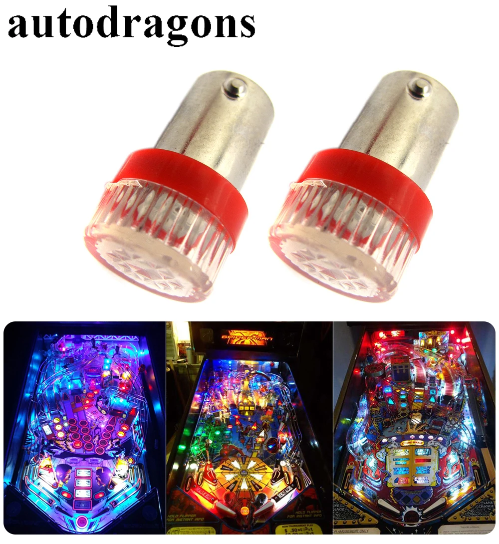 Autodragons 100 шт. Ba9s #44 #47 штык AC DC 6 В/6,3 В 2*5630 SMD + прозрачные линзы светодиодный пинбол света лампа Super White