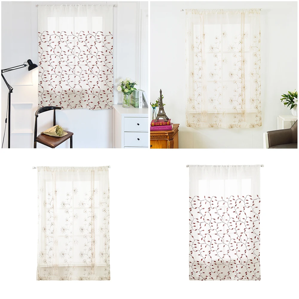 

Urijk Flower Printed Roman Curtain Tulle Coffee Curtain Kitchen Short Curtain Semi-shade Small Curtain for Home decoration