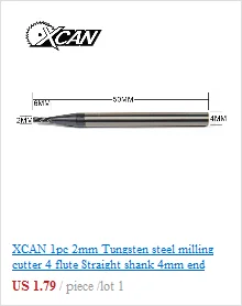 XCAN 7 шт. 4 флейты 1 мм-8 мм вольфрамовые карбидные концевые фрезы 45 градусов концевые фрезы фрезерные станки с ЧПУ фрезы Фрезы