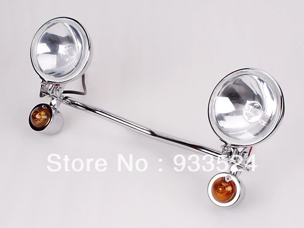 

Chrome Driving Lamp Spot Light Amber Turn Signals Light Bar for Suzuki Custom Boulevard C50 M90 S40 S50 Honda Shadow VLX VTX RS