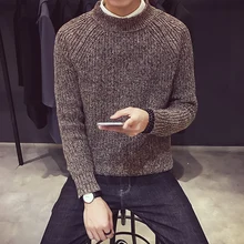 2017 New Autumn and Winter Style men’s fashion casual knitwear fashion neck Pullover solid men long sleeved sweater six colors