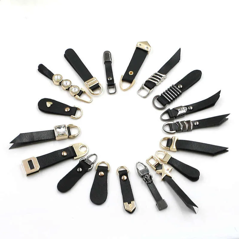 

Leather Zipper Pull Head Durable Black Zipper handle Pull Strap Cord Zipper Pendant DIY Backpack Apparel Sewing Accessories
