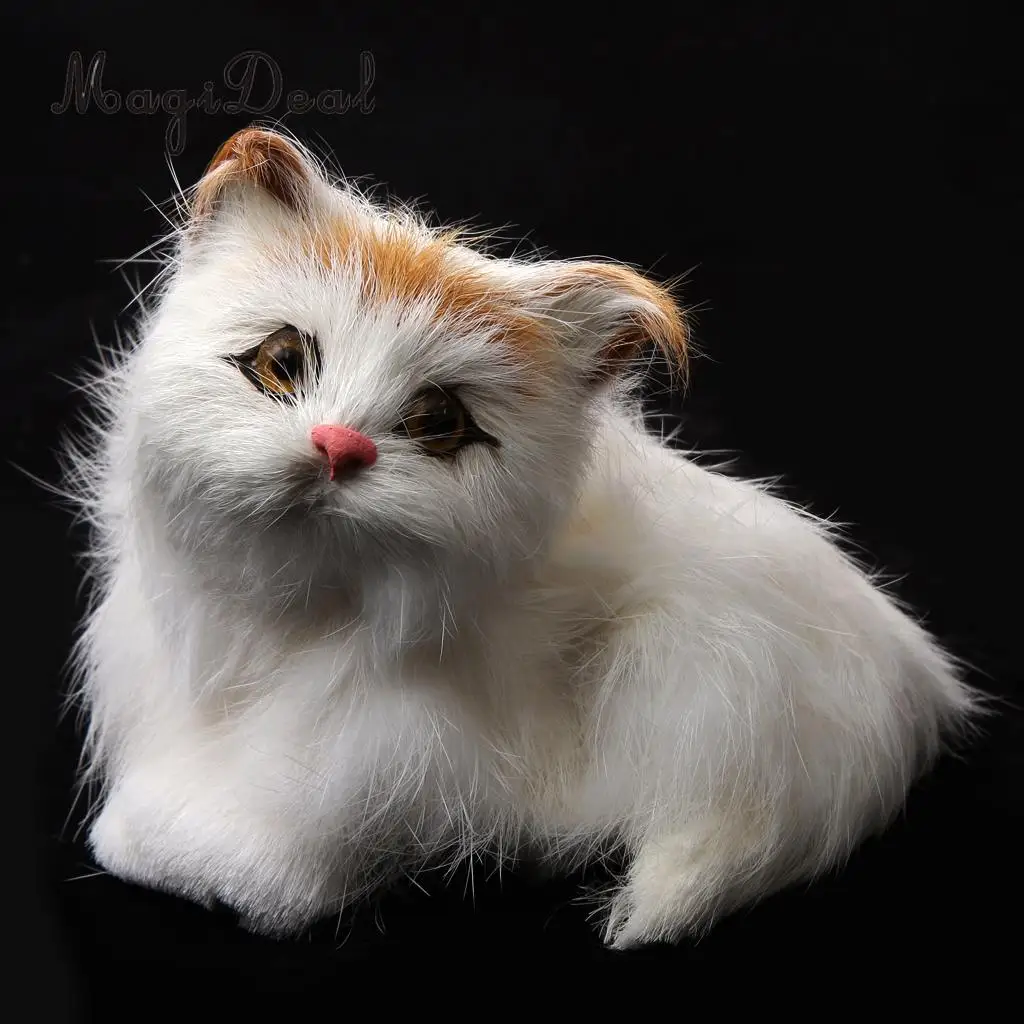 Cute Realistic Cat Animal Toys Furry Interior Ornament Kids Children Girls Birthday Gift Bedroom Decoration Black Forehead