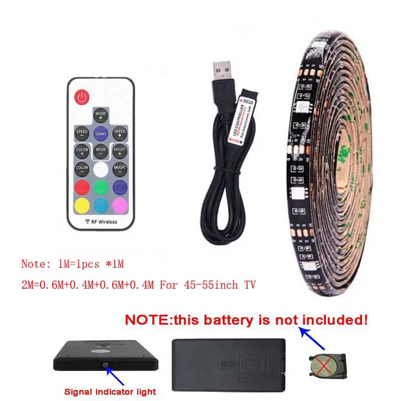 USB LED Strip lamp 5050SMD DC5V Flexible LED light Tape 1M/2M HDTV TV Desktop Screen Background Bias lighting wite RF 17 key USB LED Strip lamp 5050SMD DC5V Flexible LED light Tape 1M/2M HDTV TV Desktop Screen Background Bias lighting wite RF 17 key