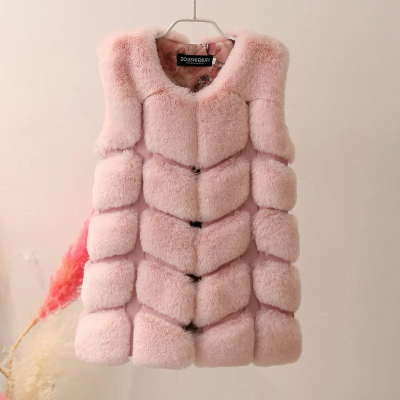 Детские куртки и пальто для девочек верхняя одежда с искусственным кроличьим мехом для малышей, пальто осенне-зимние утепленные жилеты и жилеты для девочек-подростков Clj274 - Цвет: pink