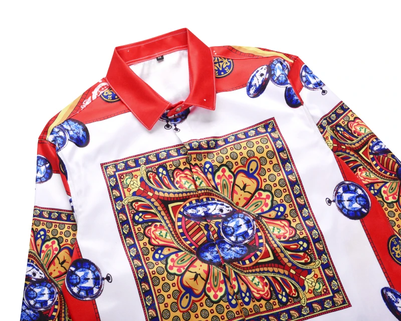 Newest Style Fashion Men Shirts 3d Pattern Print Casual Slim Fit Long Sleeve Hawaiian Shirts Camisas De Hombre High Quality