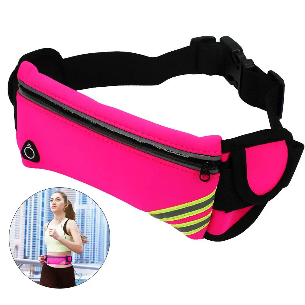 Running Bag Sports Waist Belt With Water Bottle Bag Reflective Strip