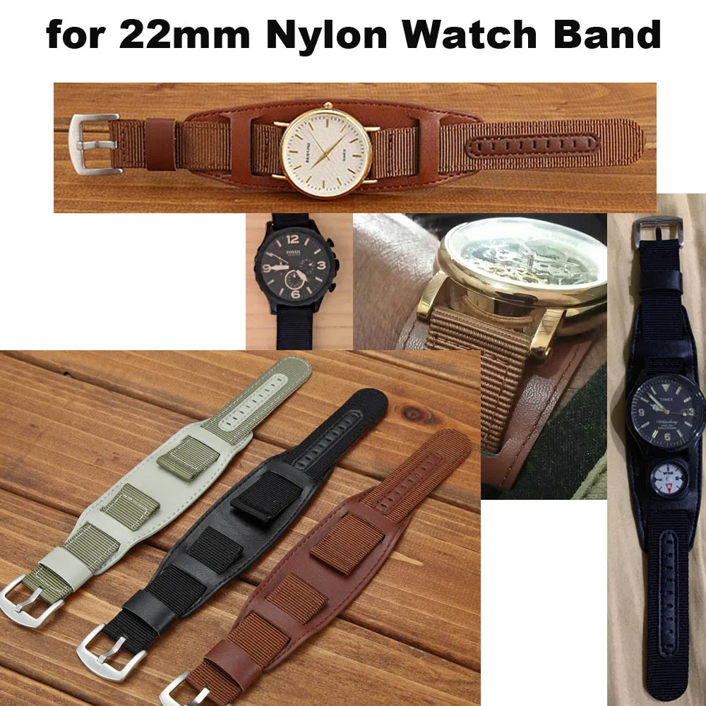 

Nylon Bracelet 22mm Watch Band for 22mm Nylon Wrist Strap Black Brown Green Watchband Mechanical watches Accessories Correa Band