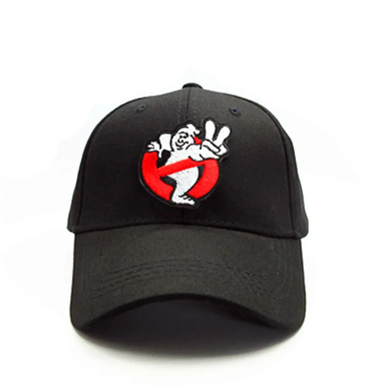 Ghostbusters Adjustable Baseball Cap - Black, Embroidered Logo, Curved Brim, One Size Fits Most
