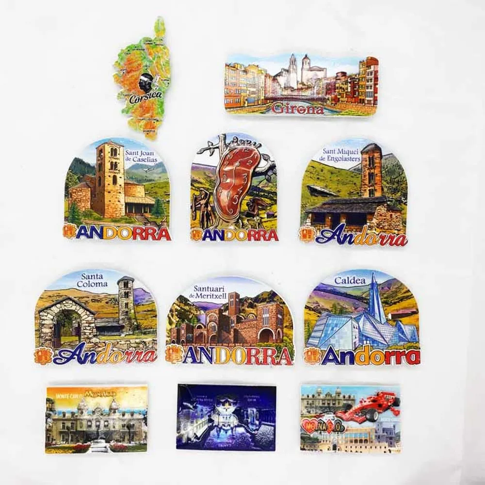 

BABELEMI 1pcs Europe Andorra Monaco Spain Corsica France 3D Fridge Magnets Tourism Souvenirs Refrigerator Magnetic Stickers