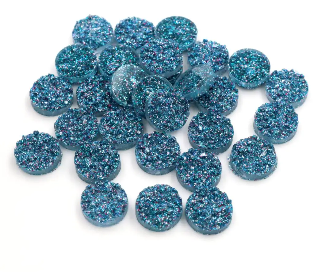 

New Fashion 40pcs 12mm Lake blue AB Natural ore Style Flat back Resin Cabochons For Bracelet Earrings accessories-V3-28