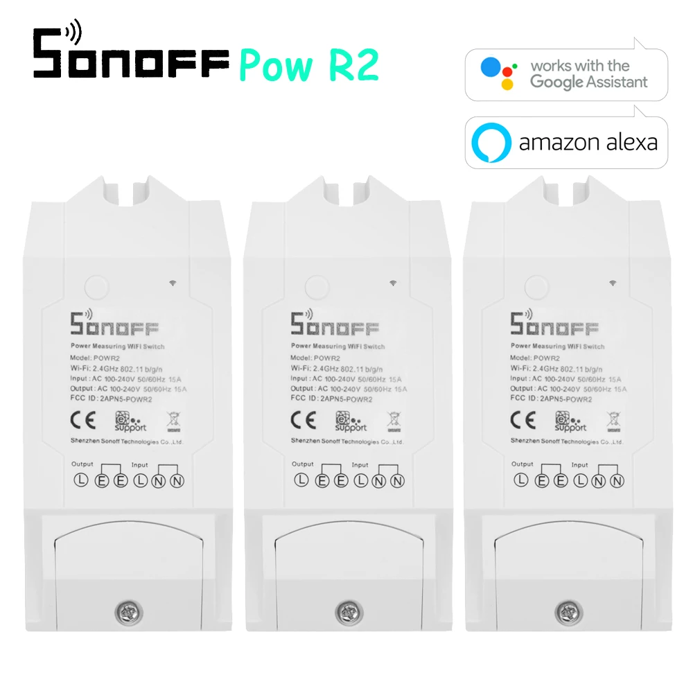 

Sonoff Pow R2 ITEAD Smart Wifi Switch Wireless ON/Off Controller With Real Time Power Consumption Measurement 15A/3500W