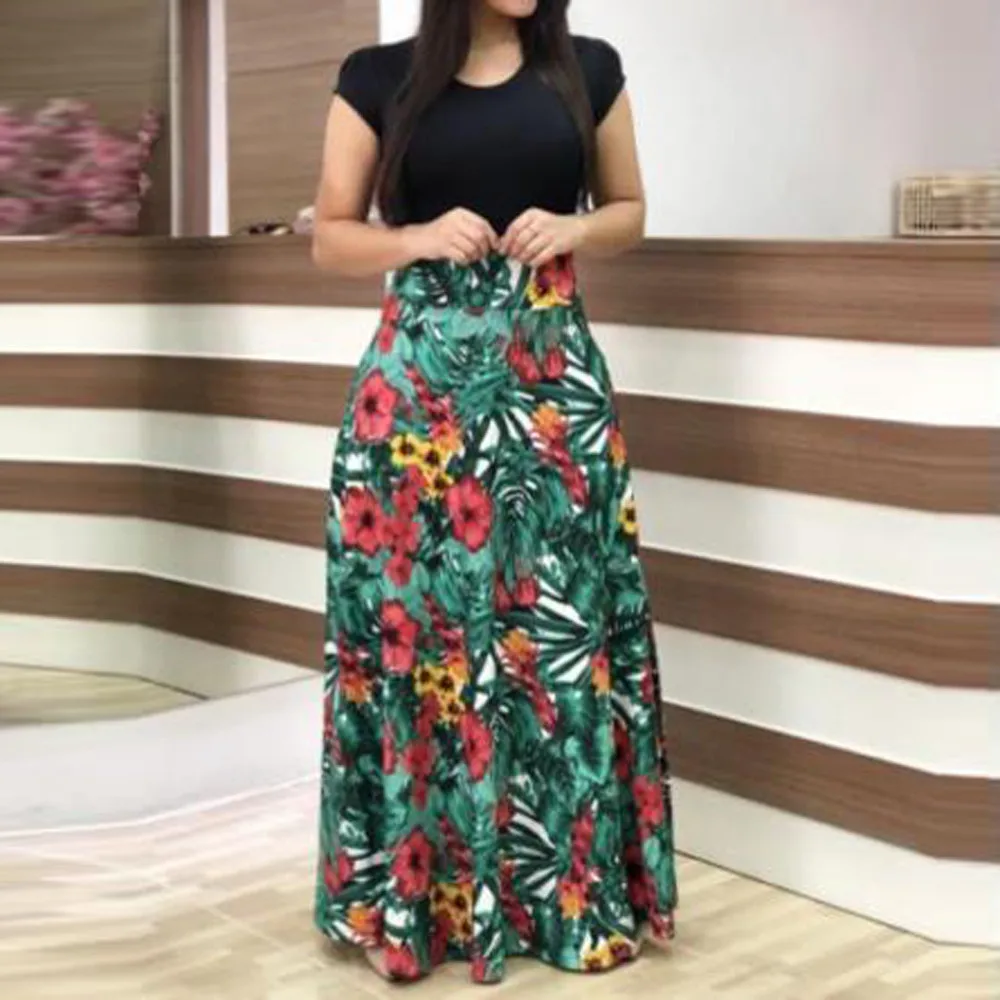 Winter Party Dress Women Clothes 2019 Boho Short Sleeve Floral Print Long Dresses Woman Party Night Maxi Dress Winter Party Dress Women Clothes 2019 Boho Short Sleeve Floral Print Long Dresses Woman Party Night Maxi Dress