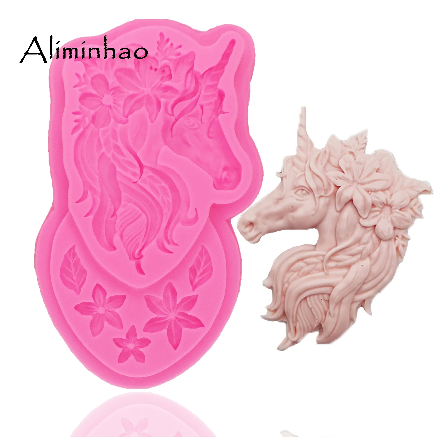 

B1326 Cartoon Unicorn flower Mold Fondant Cake Decorating Tools Cake Silicone Molds Gumpaste Chocolate Candy Clay Moulds