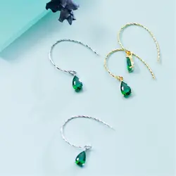 100% 925 Серебряный сладкий зеленый Кристалл Висячие Серьги CharmJewelry тренд женские серьги распродажа E9183