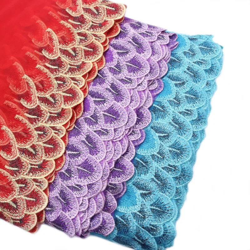 

Color Gold 20Y/lot Width 21cm Mesh Yarn Peacock Feather Lace Home Textile Embroidery Car Doll Clothing Accessories Lace