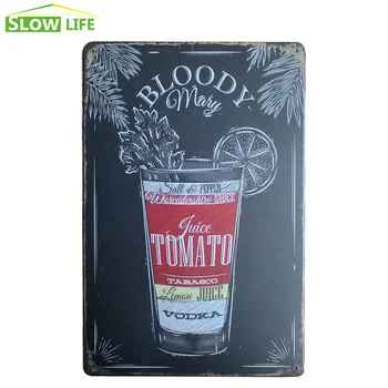 Bloody Mary Cocktail Poster Vintage Home Decor Tin Sign Bar/Pub/Hotel Wall Decorative Metal Sign Retro Painting Metal Plaque