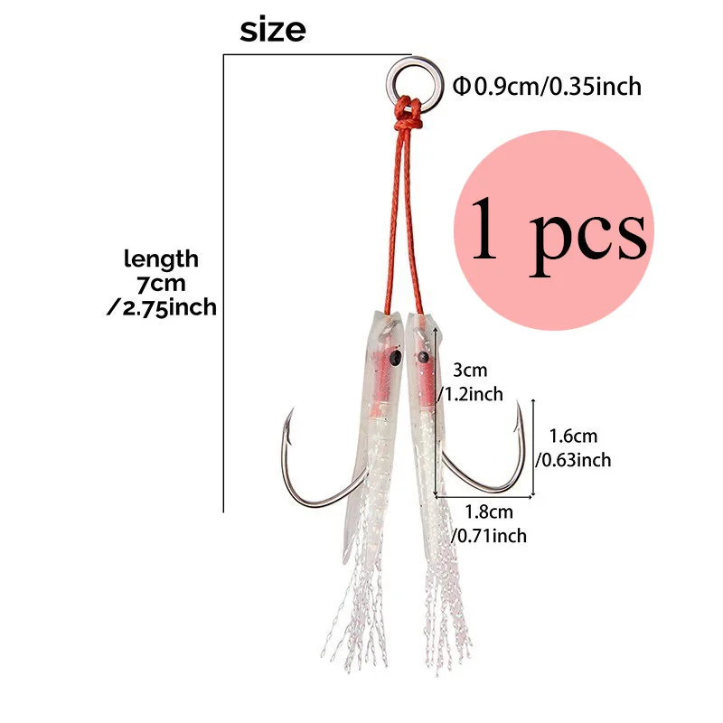 Гиена, 3 шт., рыболовные крючки для морской рыбалки, светящиеся рыболовные крючки, двойные рыболовные колючие рыболовные крючки, джиг, медленное перо для рыбалки, Pesca