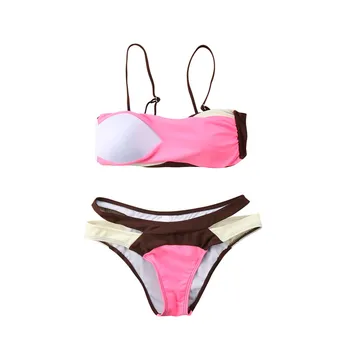 

Curly Women Bikini Set Sexy Bandage Push Up Padded Swimwear Swimsuit Bathing Beachwear Patchwork Sports Bikini Swimwear Biquini