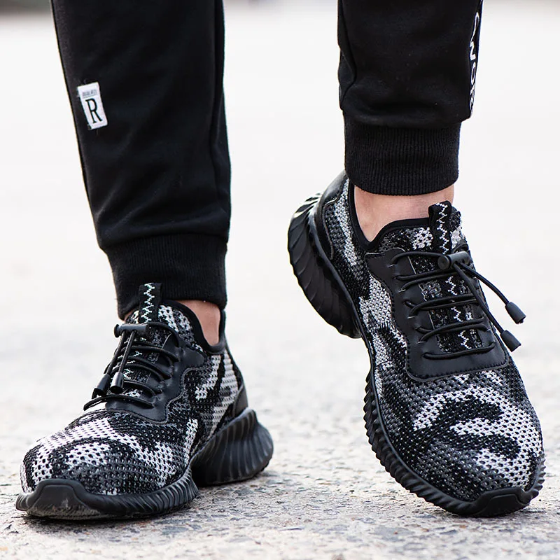 Lightweight Breathable Men Safety Shoes Steel Toe Work Shoes For Men Anti-smashing Construction Sneaker