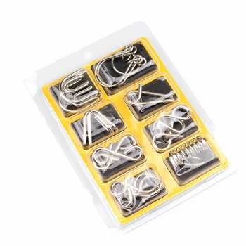 

Original 8pcs/set Metal Wire Puzzle IQ Mind Brain Teaser Puzzles Game For Adults And Kids Eeducational Learning Toy Holiday Gift