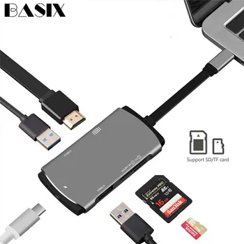 

Basix TYPE C to HDMI 4K/ USB3.0 / SD TF Card/PD Adapter USB C converter for Laptop for MacBook,ChromeBook Pixel Huawei MateBook