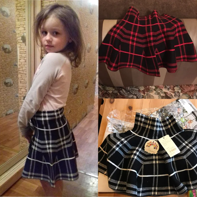 

Kids Summer Tutus Skirts 2019 Casual Plaid Skirt High Waist Knitting Princess Dance Skirts Children Girls Outfits Clothing