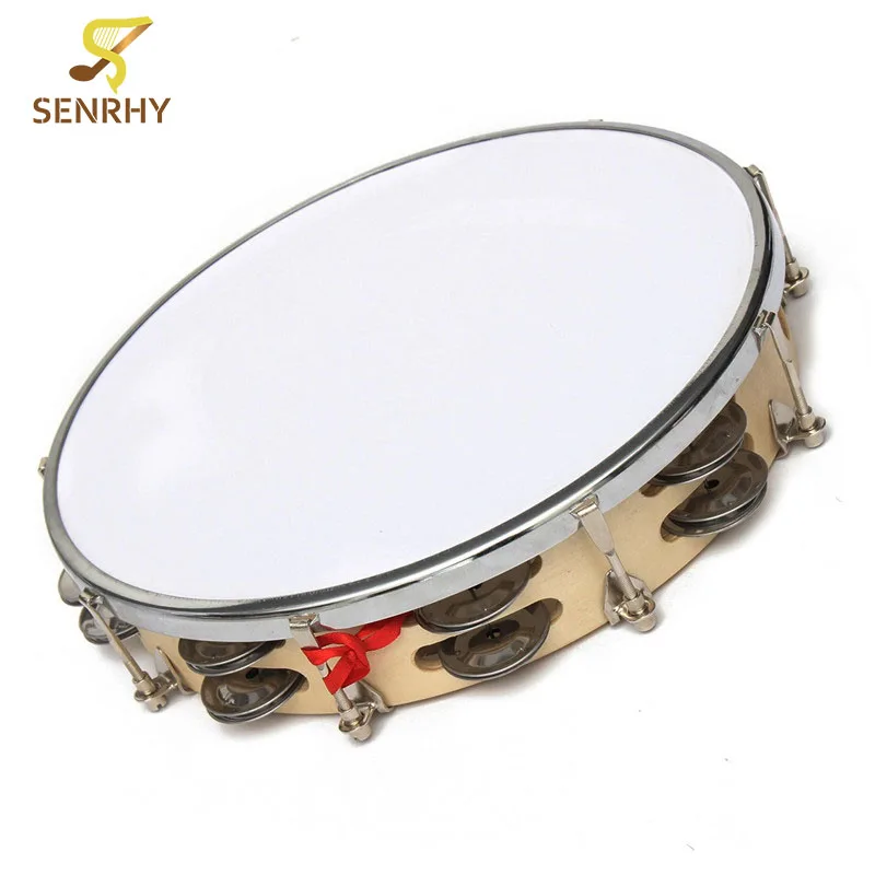 Senrhy Polyester Leather Pandeiro Drum Tambourine Samba Brasil Wood