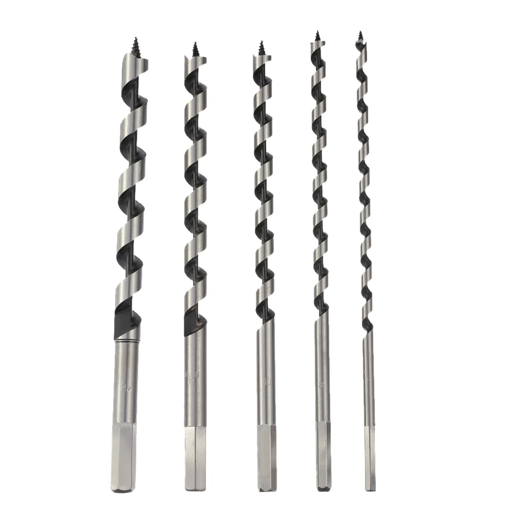 

5pcs / set 230mm long auger drill hexagonal handle woodworking drill bit high quality drill drill bit set electric tool