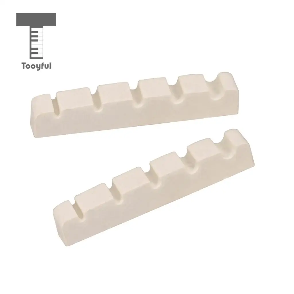 Tooyful Durable 2pcs Plastic Bass Replacement Slotted Nut White for 5 String Electric Bass Accessory