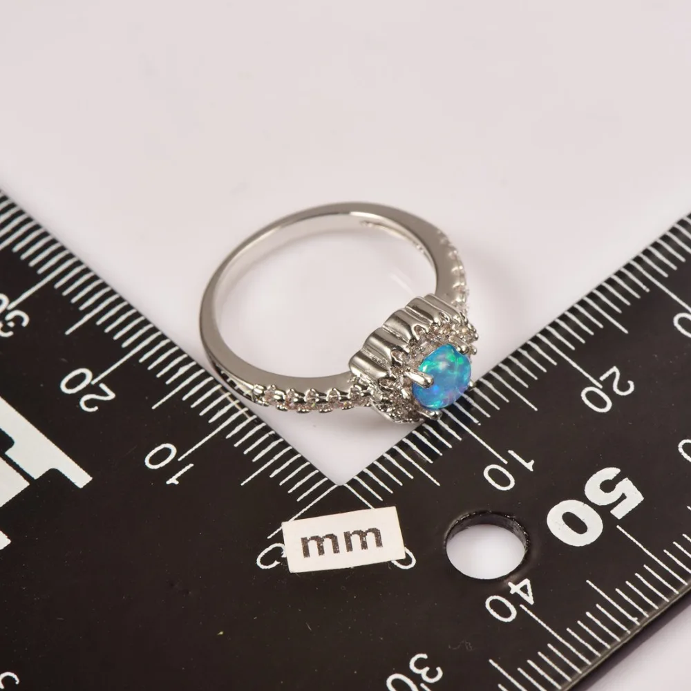 Женское кольцо из серебра 925 пробы с голубым опалом|ring size|ring size 5crystal ring |
