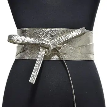 

New Fashion Waist Strap Vintage Solid Color Faux Leather Wide Women Waistband Dress Tie-up Sash Belt