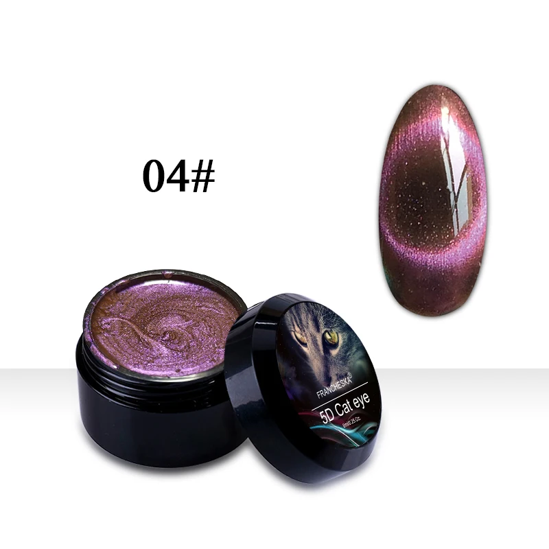 5D cat eye 04 Francheska Гель-лак для ногтей 5D эффект кошачьих глаз УФ-гель для ногтей отмачиваемый 13 цветов магнитный гель Nagels Лаки маникюрный лак - Цвет: 5D cat eye 04