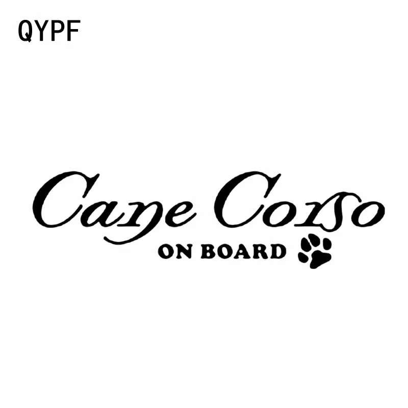 

QYPF 15CM*3.9CM Cane Corso Dog On Board Paw Vinyl Car Decal Pet Sticker Black Sliver C14-0127